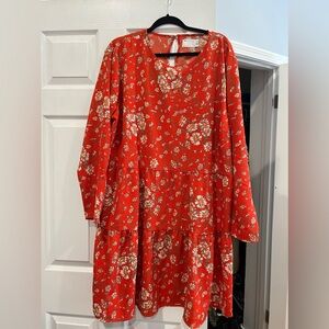 Floral red dress , plus size 3X